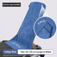 Serviette de sport/yoga pliable en polyester et nylon bleu, respirante, écologique, douce, absorbante, légère et antidérapante