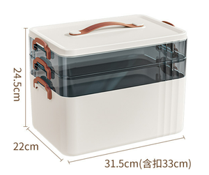 Scatola Portaoggetti Medica in Vendita, Grande Capacità, 3 Strati, Rettangolare, in Plastica PP, Smontabile, con Coperchio e Maniglia, Scomparti per Casa e Ufficio - Product Image 6