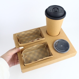 Venta al por mayor de papel para llevar en la cafetería con logotipo personalizado desechable Espresso tazas de café soporte bolsas conjunto de embalaje de alimentos - Product Image 5