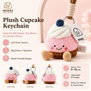 Al por mayor Llavero de peluche súper suave de 10 cm con forma de cupcake, bonito mini colgante de comida para bolso, juguete de peluche suave y reconfortante, regalo para tiendas infantiles - Product Image 1