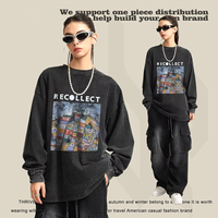 Sweat-shirt en jersey à manches longues vintage pour hommes et femmes personnalisé 270g T-Shirt lourd grande taille motif imprimé 100% coton