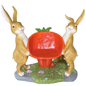 Outdoor-Dekoration Garten Statuen Nette Kaninchen Familie Modell Harz Cartoon Tiere Kindergarten Dekor Fiberglas Kaninchen Skulpturen - Product Image 4