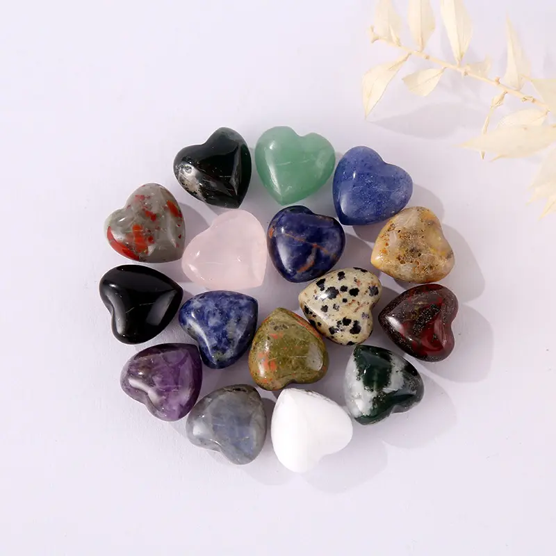 Natural stone crystal agate rose quartz heart shape ornaments gemstone handicraft decorative accessory
