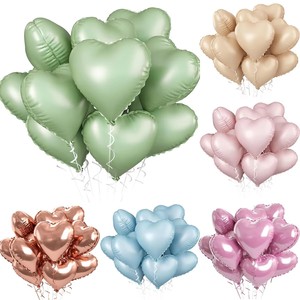 12 Globos de Aluminio Mate en Forma de Corazón, Color Verde Salvia, de 18 Pulgadas, para Decoración de San Valentín, Bodas y Fiestas - Product Image 1