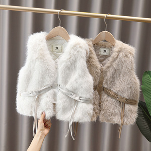 Chaleco de Pelo Sintético para Bebé Niña, Estilo Coreano, Informal, para Primavera y Otoño, Prenda Exterior para Niños - Product Image 1