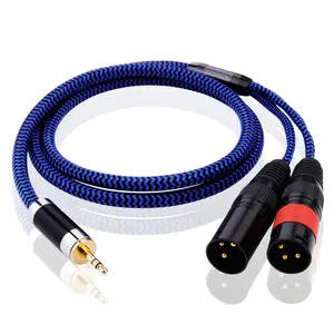 Conector estéreo macho a macho Dual XLR macho 6N OCC, Cable de Audio auxiliar para mezclador de PC, micrófono, divisor de auriculares, 3,5 m, 1m, 0,75 m, 2m, 3m, 5m, 1,5mm