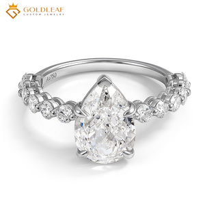 แหวนหมั้นเพชรทรงหยดน้ำทองคำขาว 18K หรูหรา ขายส่ง พร้อมใบรับรองจากผู้ตรวจสอบอิสระ สำหรับงานแต่งงาน - Product Image 1