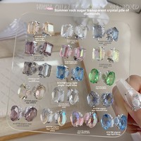 Perhiasan Kuku Kristal Pave Warna Transparan Seperti Es 2026 Baru Berbentuk Telur Merpati Sudut Siku Bunga Mawar Berhiaskan Rhinestone Kustom