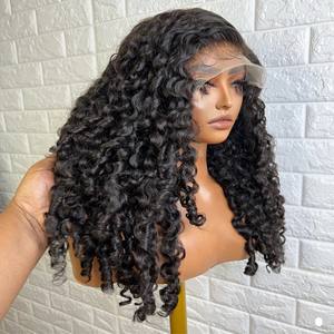 13x4 encaje completo frontal pruiken Pixie krullend <span class=keywords><strong>rauw</strong></span> Birmaans krullend Haar dichtheid 220% dubbelgetrokken menselijk Haar pruik - Product Image 1