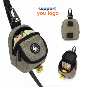Pochette à friandises pour chien avec logo personnalisé, attache pour laisse, poche zippée, distributeur de sacs à excréments, sac d'entraînement mains libres pour petits animaux - Product Image 1