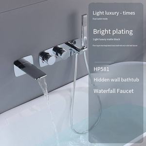 Robinet d'arrosage <span class=keywords><strong>de</strong></span> fleur <span class=keywords><strong>de</strong></span> baignoire cascade chaud et froid dans le mur robinet <span class=keywords><strong>de</strong></span> <span class=keywords><strong>bord</strong></span> <span class=keywords><strong>de</strong></span> cylindre encastré <span class=keywords><strong>noir</strong></span> dissimulé - Product Image 6