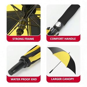 Paraguas de Golf Personalizados Negros y Amarillos de 30 Pulgadas para Eventos Deportivos, También Disponibles en 23 y 27 Pulgadas - Product Image 5