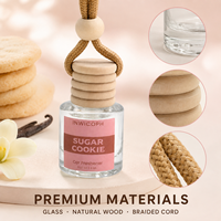 Diffuseur d'aromathérapie pour voiture, bouteille en verre de 8 ml avec bouchon en bois, parfum de biscuits sucrés, longue durée, rechargeable, logo personnalisé, vente en gros OEM