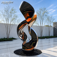 Sculpture Moderne en Acier Inoxydable Poli Miroir, Ruban Torsadé, Art de la Soudure, Spirale, pour Cour, Place Publique, Monument, Statue - Fabricant