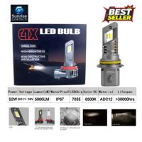 Phares LED de voiture SunRise E4X 9007 12V 52W 5000LM 6500K IP67 Étanche avec ventilateur de refroidissement Canbus Plug and Play Adaptation universelle