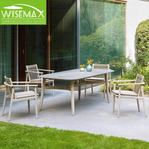 WISEMAX FURNITURE Hot Sale Outdoor Furniture Waterproof <strong>Teak</strong> Wood Patio <strong>Dining</strong> <strong>Table</strong> and Chairs Set Restaurant Chair for Garden - Product Image 3