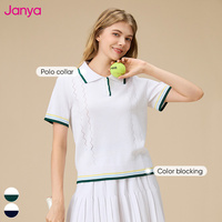Ensemble de 2 pièces pour femmes Janya, polo à manches courtes à col polo, jupe plissée courte de tennis, couleur contrastée, vêtements de tennis de pickleball