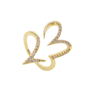 Anillo de Corazón Abierto Geométrico Chapado en Oro con Micro Pavé de Circonitas, Regalo de San Valentín 2026 - Product Image 4