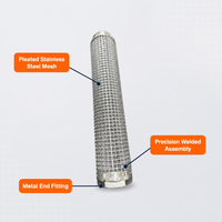 Cartouche filtrante en maille plissée en acier inoxydable pour filtration industrielle