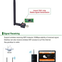 Mini adaptateur WiFi USB 150 Mbps, antenne 2 dB 5 dB, ordinateur portable, sans fil 5G, 802.11b/n/g, haute vitesse