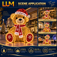 Grand motif lumineux de Noël en métal, ours multicolore de 3 m avec chapeau festif pour décoration extérieure de Noël