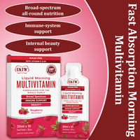 Boisson multivitaminée liquide OKTW pour le matin avec vitamine C D3, saveur framboise, contribue à maintenir des barrières immunitaires saines, complément alimentaire