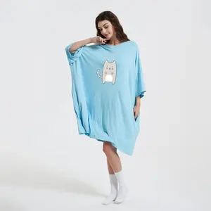 Summer Cooling Sleeping Dress For Girls Women Night Gown Bamboo Fleece Sleeping Wear