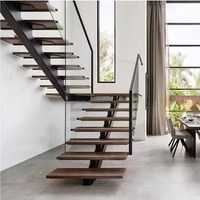 Escalier droit CBMmart, escalier intérieur en bois pour villa, escalier flottant avec rampe