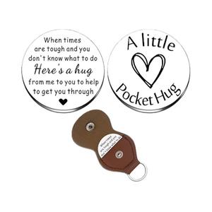 Llavero de Acero Inoxidable Uionen con Grabado, Moneda de la Suerte, Regalo Conmemorativo para Familiares, Amantes, Relaciones a Distancia - Product Image 5