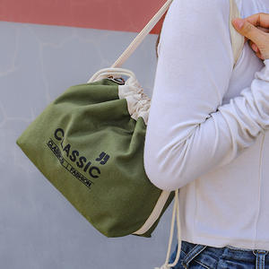 Sac à déjeuner classique en toile avec cordon de serrage, 8,46x5,12x9,05 pouces, isolé et portable, pour les employés de bureau et les étudiants - Product Image 3