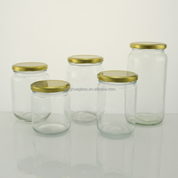 Pot en verre rond de 1000 ml, 1 litre, 32 oz, 1 L, pot de conservation en verre pour la mise en conserve des aliments, pot pour cornichons, ghee, confiture, miel, avec couvercle en métal
