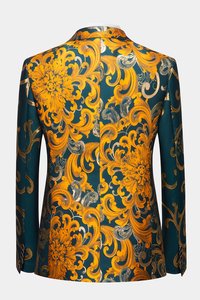 <span class=keywords><strong>Costume</strong></span> de bal sur mesure classique mariage hommes smoking double boutonnage doré <span class=keywords><strong>baroque</strong></span> floral smoking 3 pièces hommes costumes jacquard - Product Image 3