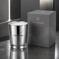 Porte-bougie en verre transparent rond de luxe de 100 ml avec couvercle et boîte cadeau, logo personnalisé, prix d'usine