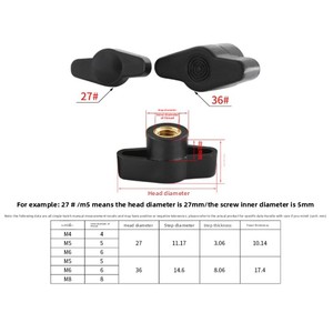 Ensemble de boutons moletés noirs avec poignée en laiton, vis à emboîter en plastique, écrous moletés à extrémité filetée, accessoire pour tournevis - Product Image 6