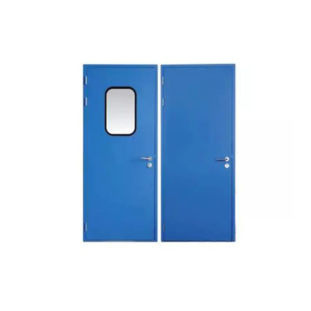 Hollow Metal Interior Entry Swing Single Or Double Iron Medical Hygienic Hospital Clean Room Door And Frame With Window