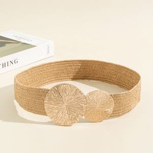 <span class=keywords><strong>Ceinture</strong></span> <span class=keywords><strong>tressée</strong></span> tendance <span class=keywords><strong>en</strong></span> alliage pour filles, avec double <span class=keywords><strong>ceinture</strong></span> dorée extensible et large, <span class=keywords><strong>en</strong></span> <span class=keywords><strong>paille</strong></span> PP, collection 2025 – Nouveauté promotionnelle - Product Image 4