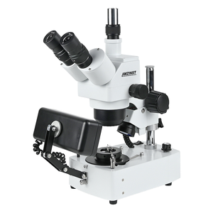 Microscope trinoculaire pour bijoux et gemmes 10X-40X |   Microscope d'inspection des pierres précieuses diamantées à éclairage halogène |   Lunette de laboratoire à mise au point manuelle - Product Image 1