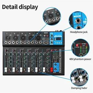 Mezclador de audio profesional Bluetooth de alta calidad de 7 canales digitales de metal de 7 canales para la venta