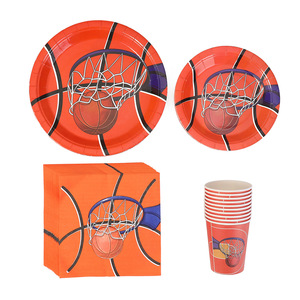 New cross-border basketball party supplies themed children's <b>paper</b> cups, <b>paper</b> plates, <b>paper</b> towels, disposable tableware sets - Product Image 5