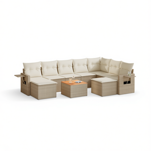Ensemble de canapés de jardin en rotin PE beige, pliable, mobilier d'extérieur, 6 places, design contemporain - Product Image 1