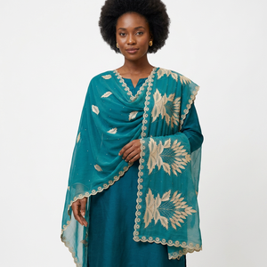 Wholesale Custom Rhinestone Embroidered Floral Breathable Elegant <b>Chiffon</b> Women Shawl Daily Wear <b>Scarf</b> Wrap Bulk - Product Image 1