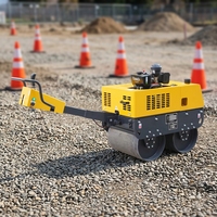 Compacteur de sol routier à double tambour vibrant portatif de 0,8 tonne avec moteur personnalisable de 8,8 kW à haute efficacité
