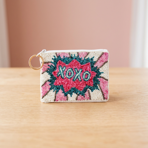 Handmade Beaded Square Coin Purse Embroidered Pouch Embellished Mini Wallet Keychain Mixed Colors <b>Change</b> <b>Bag</b> Gift Use - Product Image 3