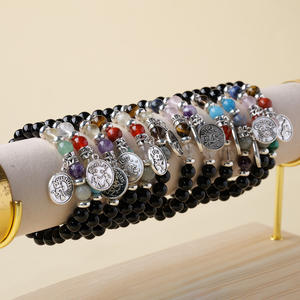 Bracciale con Perline di Cristallo Curativo in <span class=keywords><strong>Ossidiana</strong></span> <span class=keywords><strong>Nera</strong></span> dei 12 Segni Zodiacali, Gioielli con Cristalli Curativi per Uomini e Donne - Product Image 2