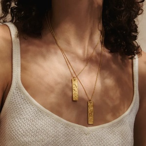 Estética 18K chapado en oro de acero inoxidable cuadrado Tarot tarjeta rectángulo en forma de colgante 12 signo del zodiaco horóscopo Collar para mujeres - Product Image 4