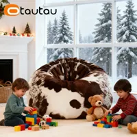Housse de pouf inclinable moderne en fausse fourrure OTAUTAU pour l'hiver, avec housse amovible et rangement, sans rembourrage, modèle DD162