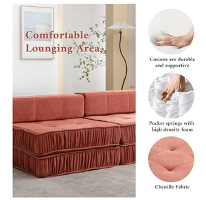 थोक लक्जरी बहु कार्यात्मक नेoric नारंगी नरम chenille कपड़े l आकार परिवर्तनीय मॉड्यूलर अनुभागीय सोफा - Product Image 5