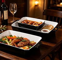 Ensemble de plats de cuisson carrés en céramique à double poignée avec plat à fromage, plat à pâtes et plateau de four – Essentiels pour la cuisson au four et au micro-ondes