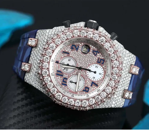 Montre de luxe en acier inoxydable antique avec quartz et diamants en moissanite, offrant un attrait esthétique radiant et supérieur - Product Image 4