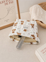 WAALUU Trousse de Toilette de Voyage Portable Grande Capacité à Fermeture Éclair, Motif Ours Matelassé, Idéale pour Cadeaux de Demoiselles d'Honneur